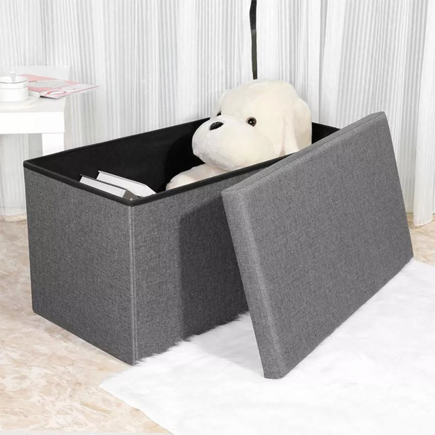 AHOME Custom Wooden Ottoman Stool Footrest with Folding Storage