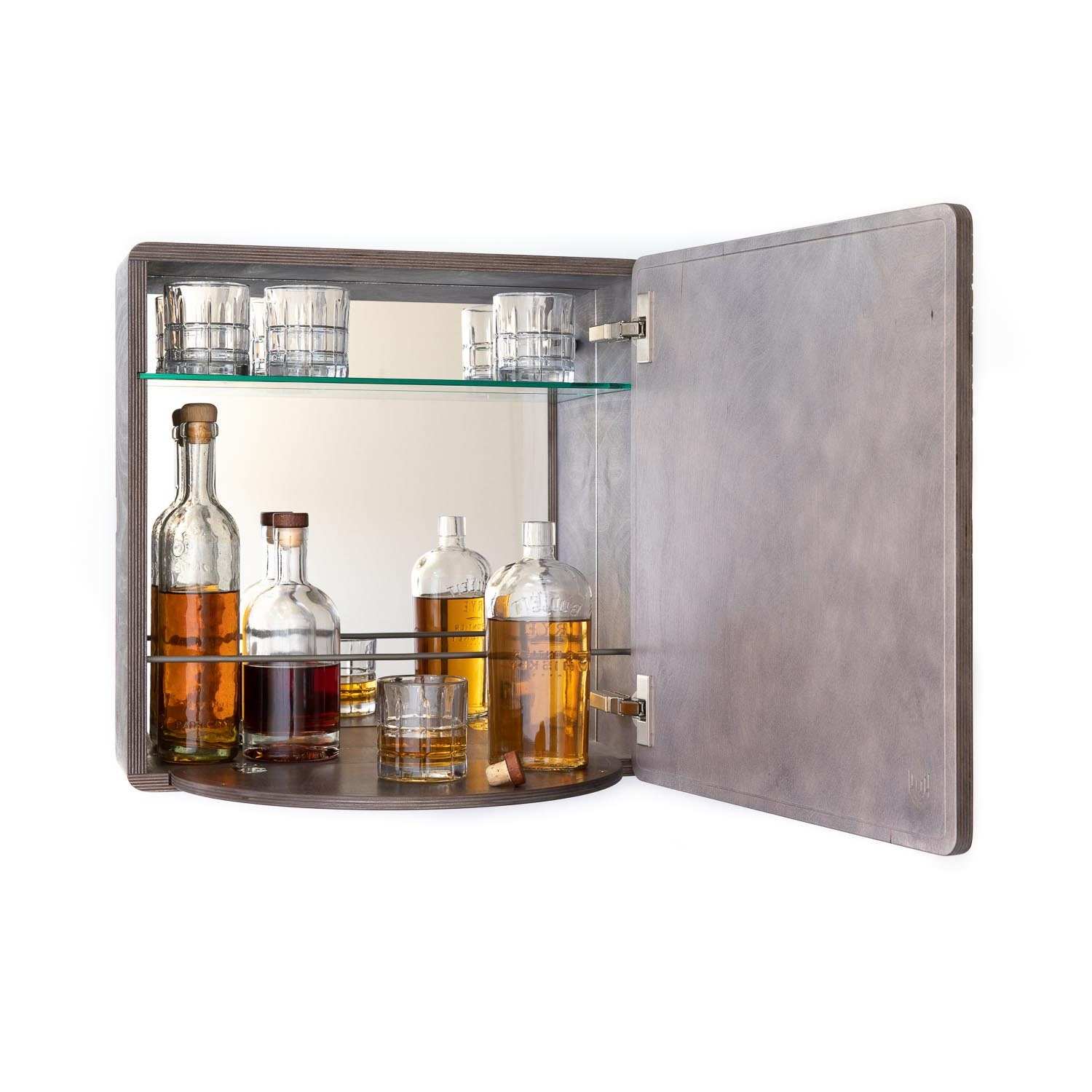 Custom Floating Mini Door Wooden Wine  Bar Cabinet