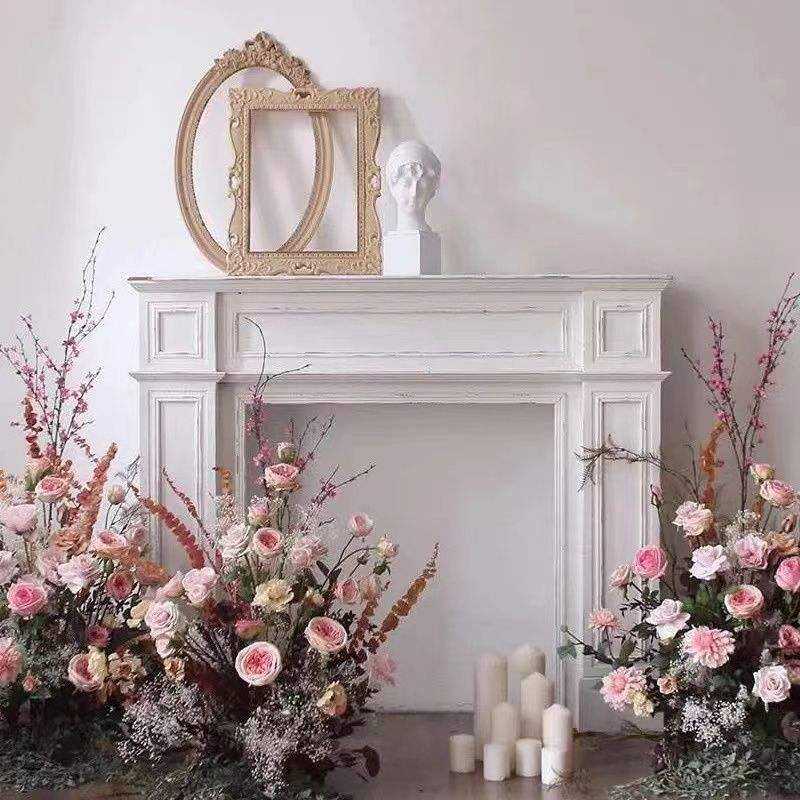 Vintage hallway decoration rustic white wooden console unique design wooden luxury holiday villa console table