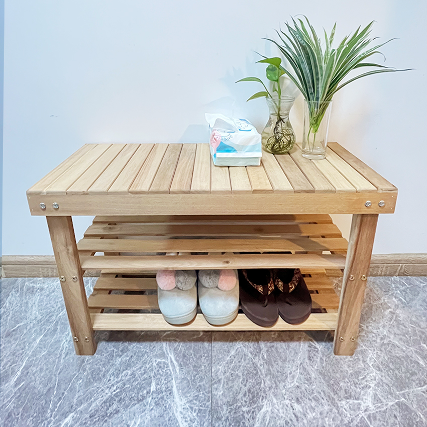 Renewable Bamboo Wooden 3 Tier Shoe Rack Bench Display Rack Stand Shoe Rack Bench