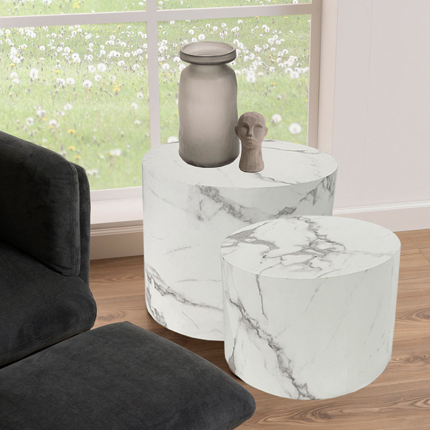 White Wooden coffee table set (2)