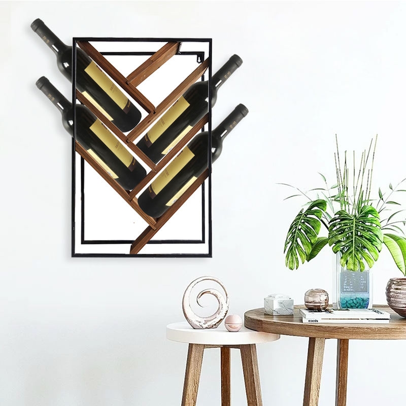 AHOME Wall-Mounted Wood Wine Display Rack