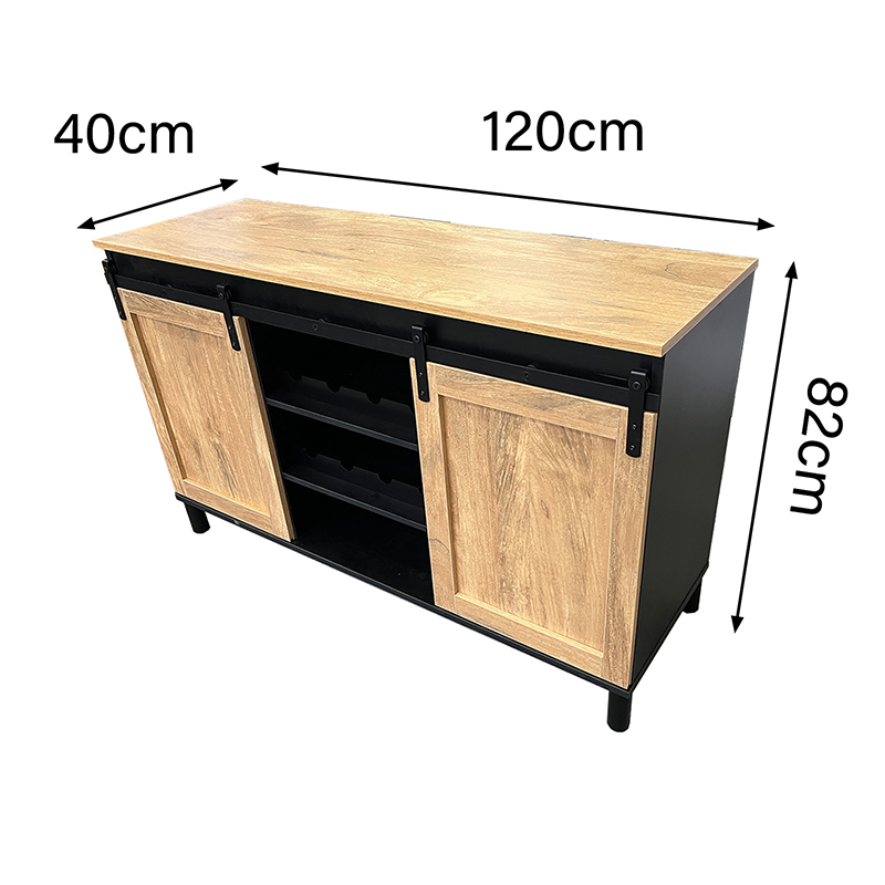 Vintage Wooden Wine Cabinet American side cabinet with sliding doors (3)