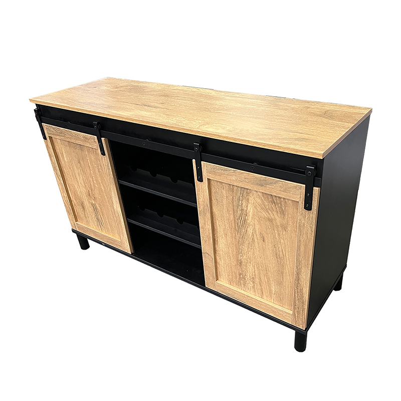 Vintage Wooden Wine Cabinet American side cabinet with sliding doors (4)