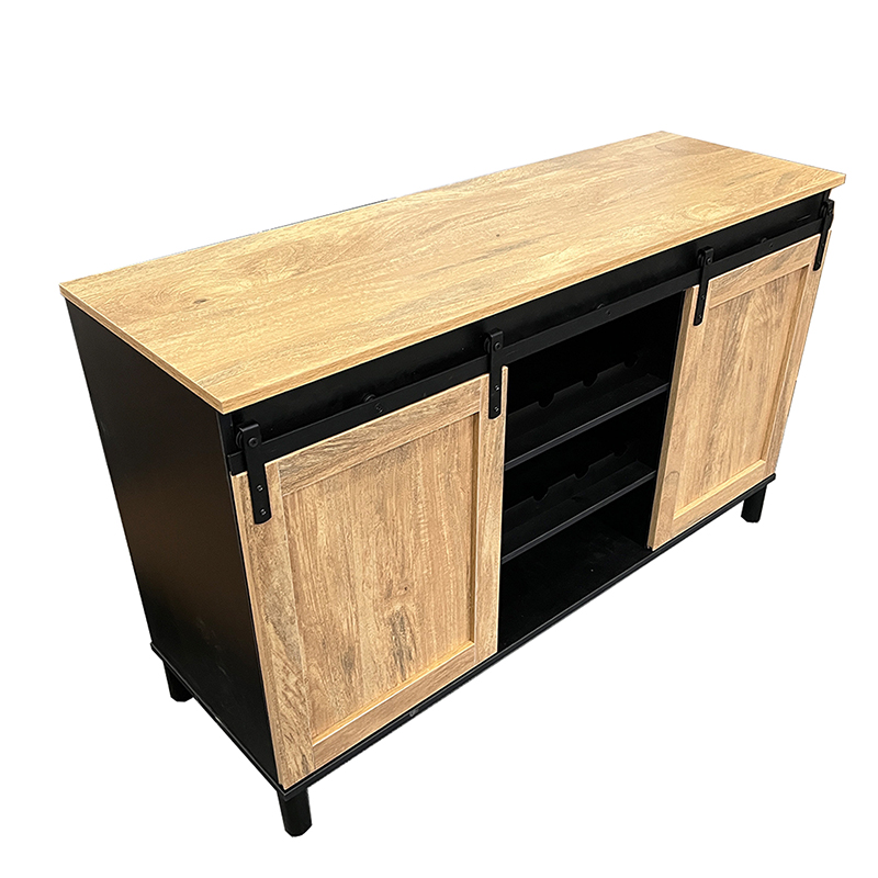 Vintage Wooden Wine Cabinet American side cabinet with sliding doors (5)