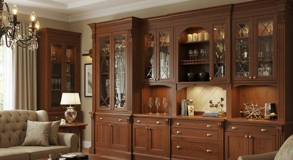 cherry cabinets living room