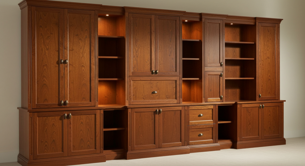 Living Room with Solid Wood Cabinets