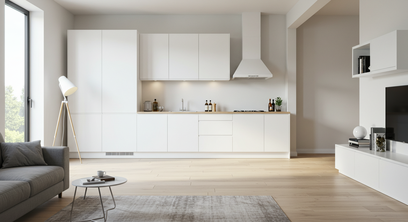 white cabinets living room