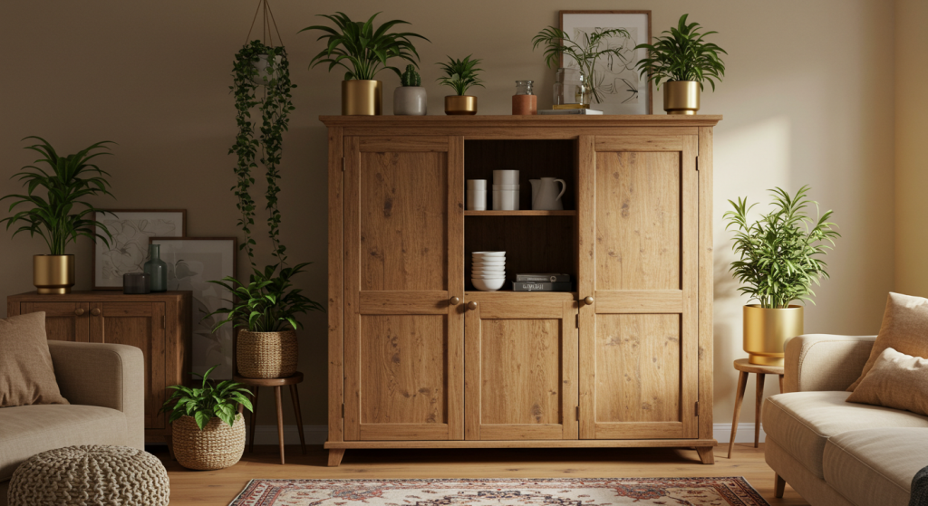 wood cabinet living room