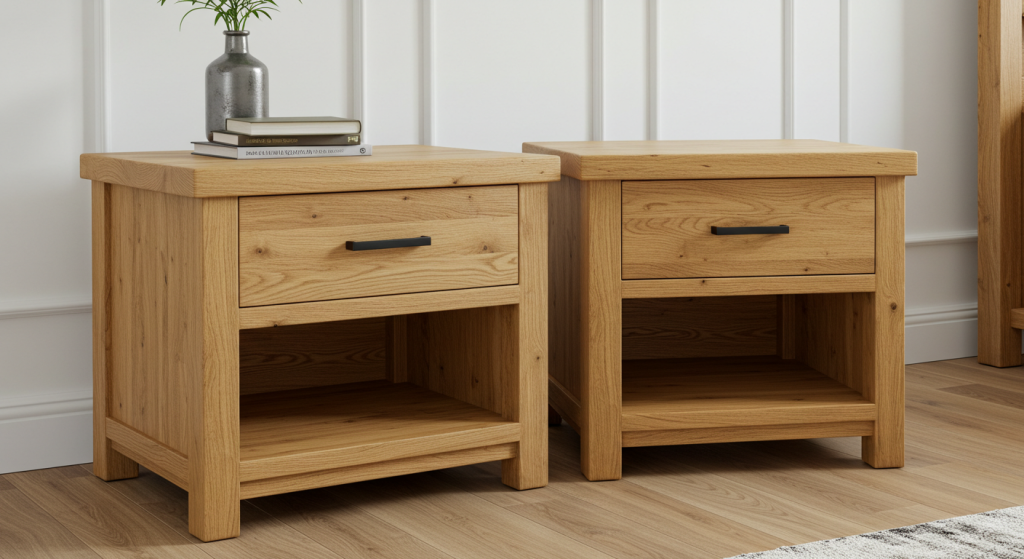 rustic oak nightstand set of 2