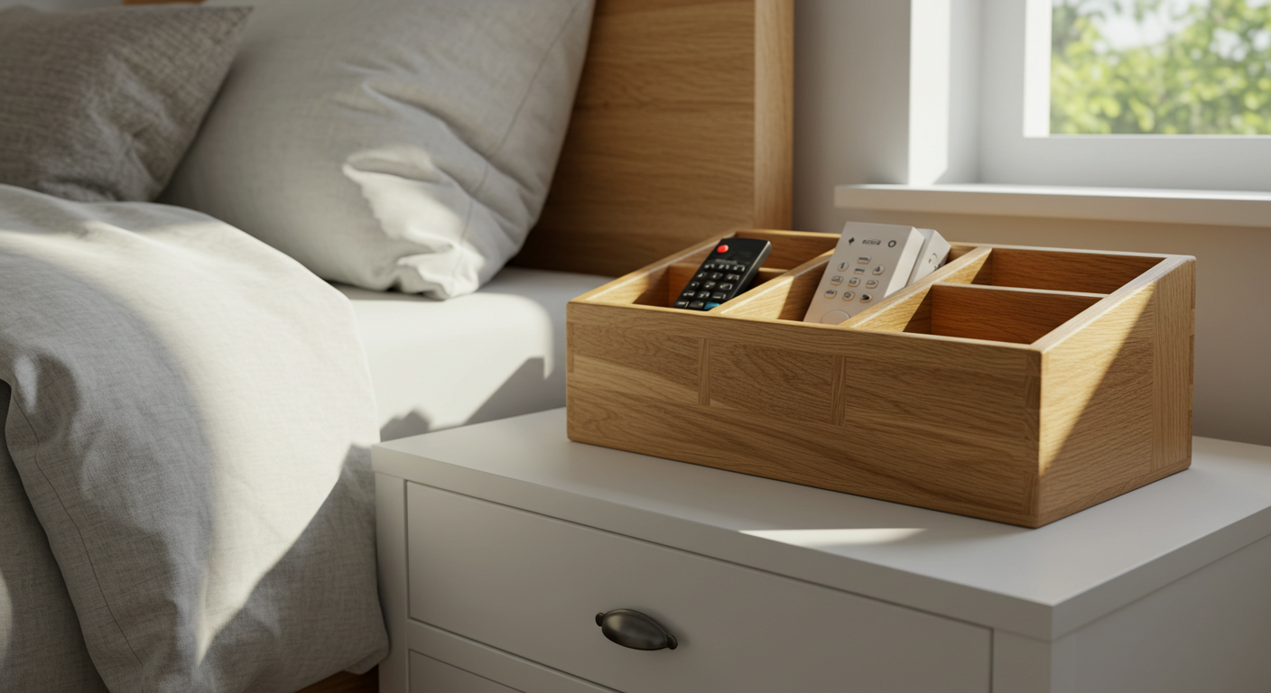 wooden nightstand organizer