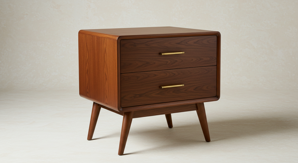 walnut mid century nightstand