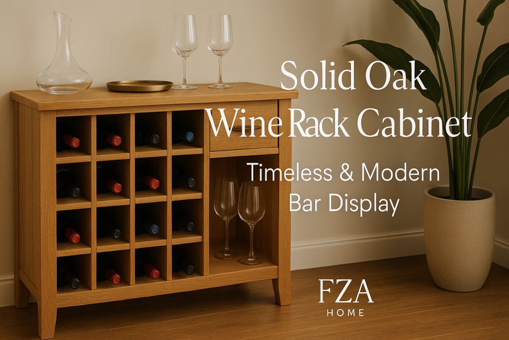 Solid Oak Wine Rack Cabinet – Timeless & Modern Bar Display
