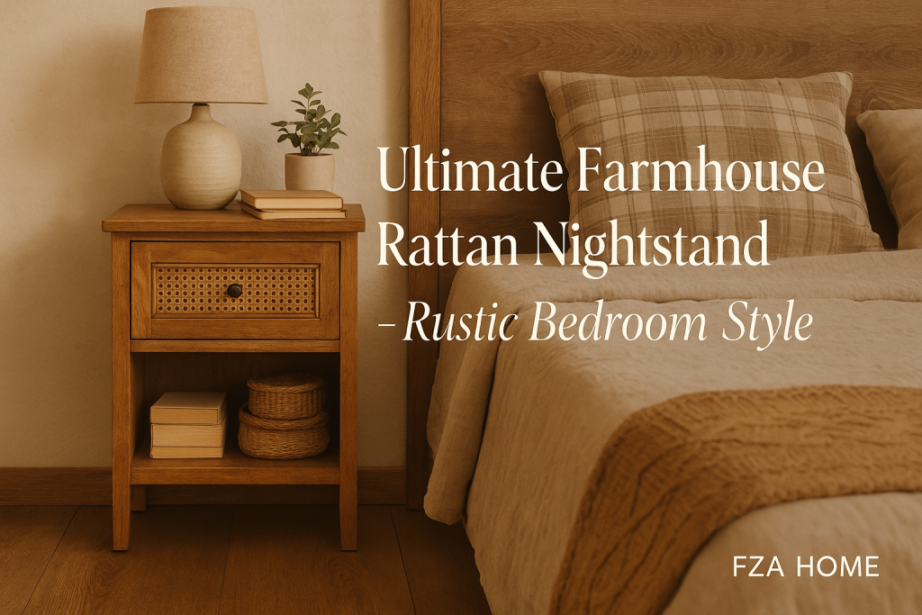 Farmhouse Rattan Nightstand