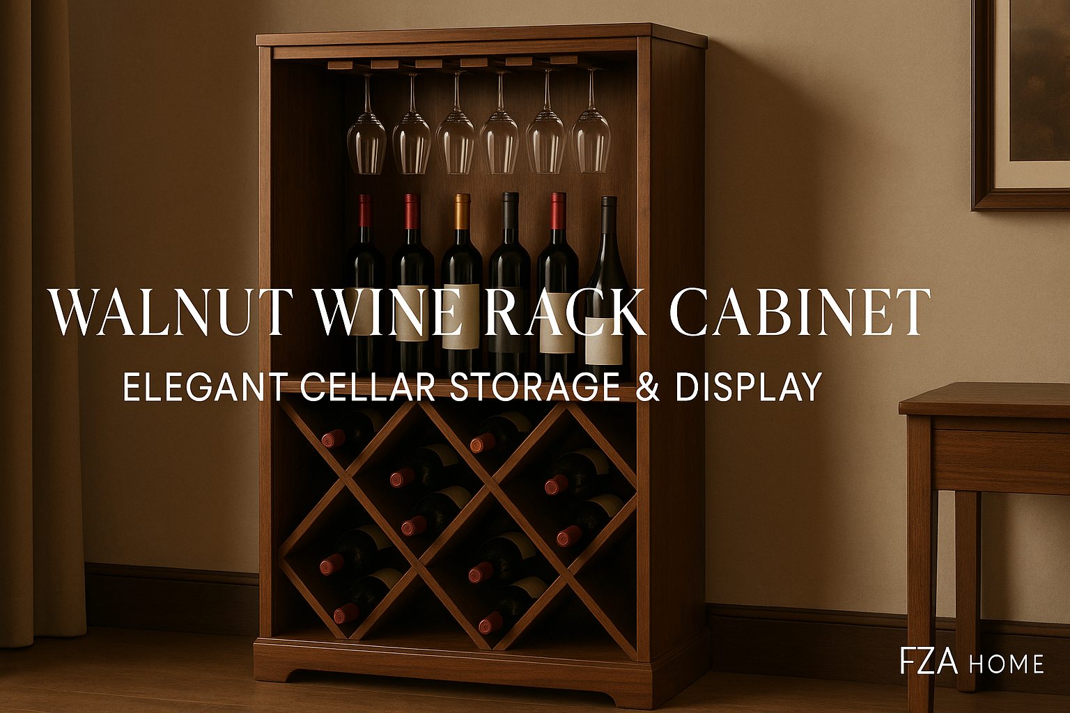 Walnut Wine Rack Cabinet