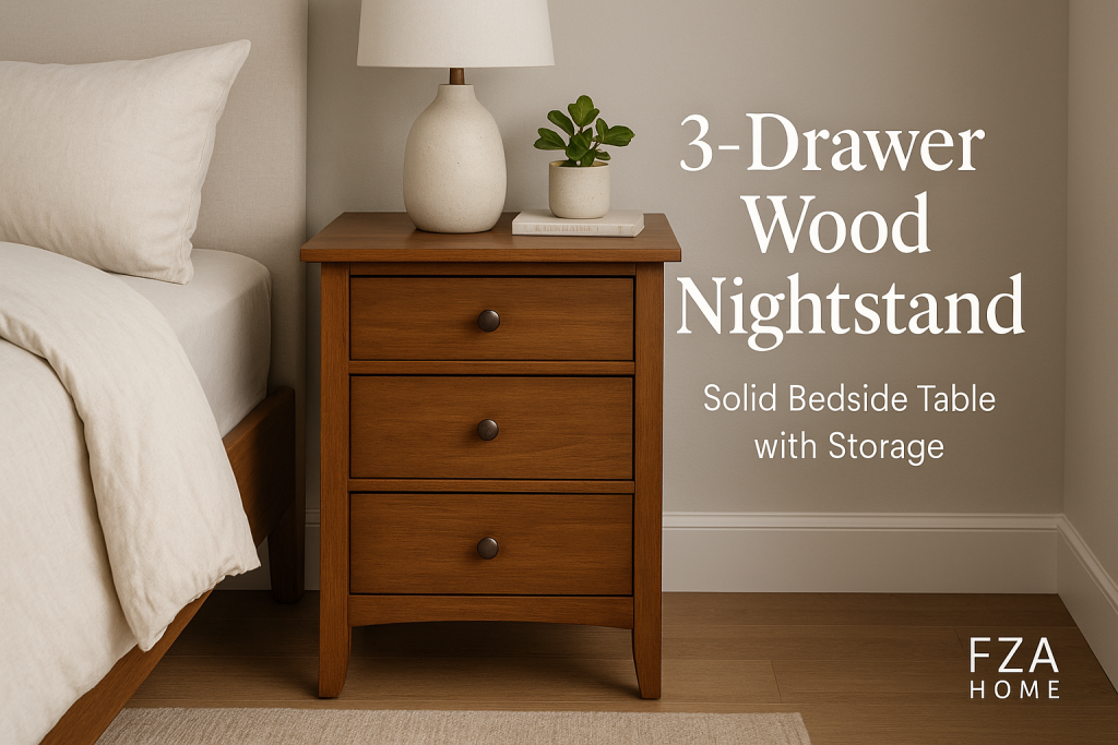 3-Drawer Wood Nightstand