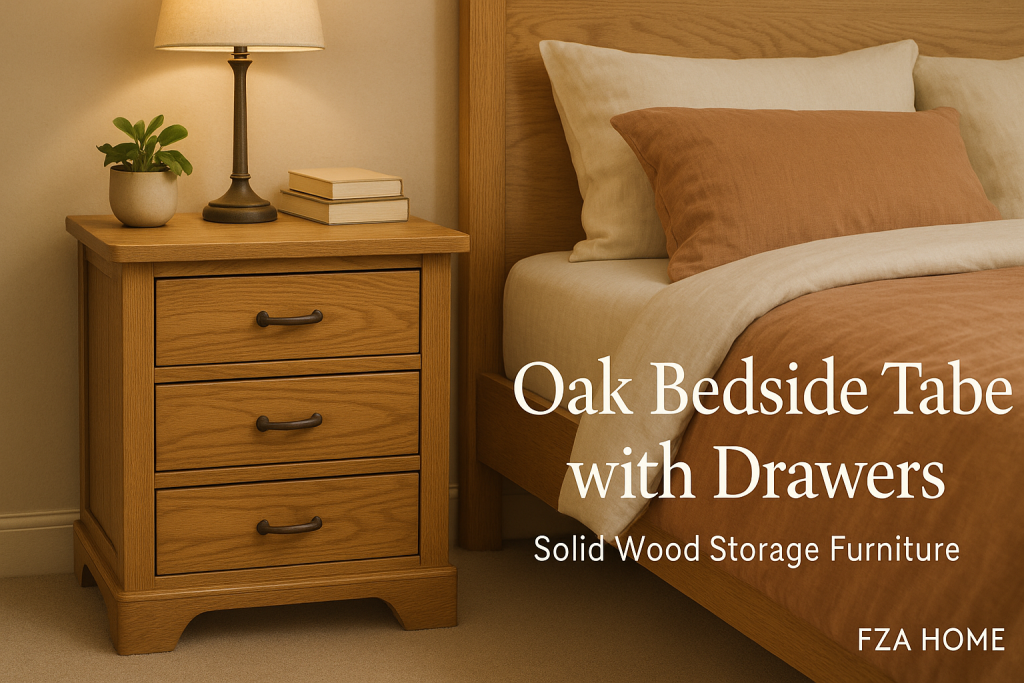 oak bedside table with drawers