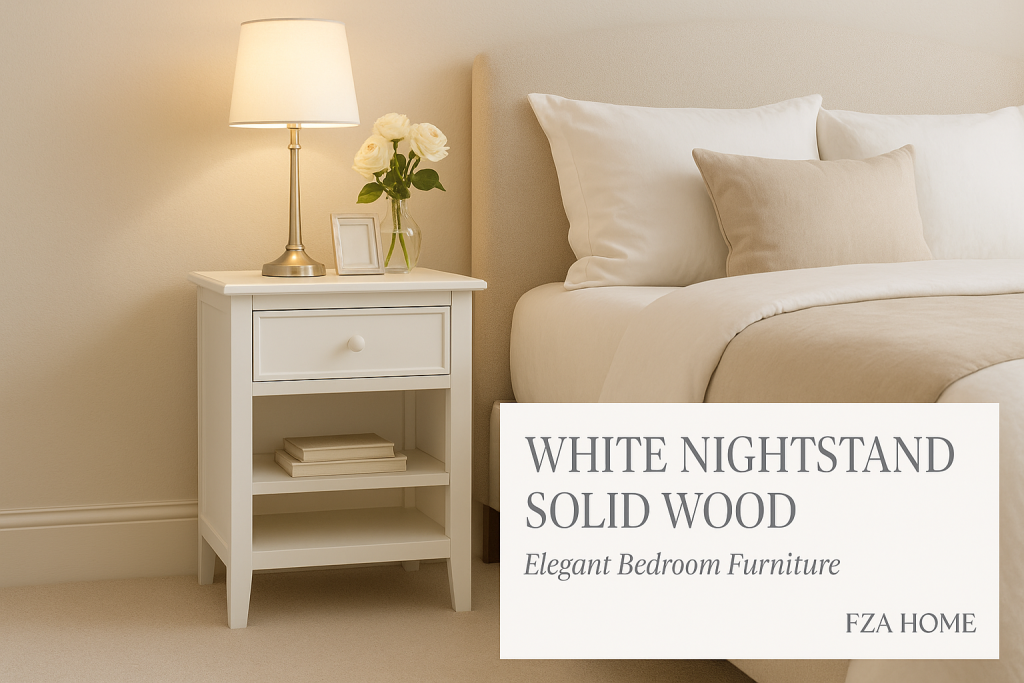 White Nightstand Solid Wood