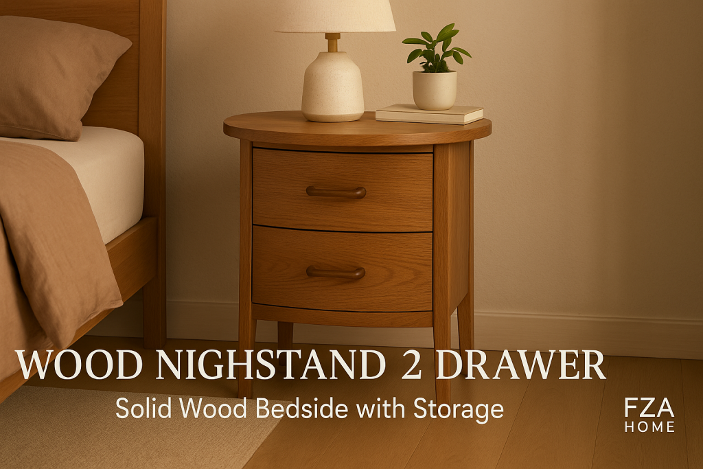 Wood Nightstand 2 Drawer