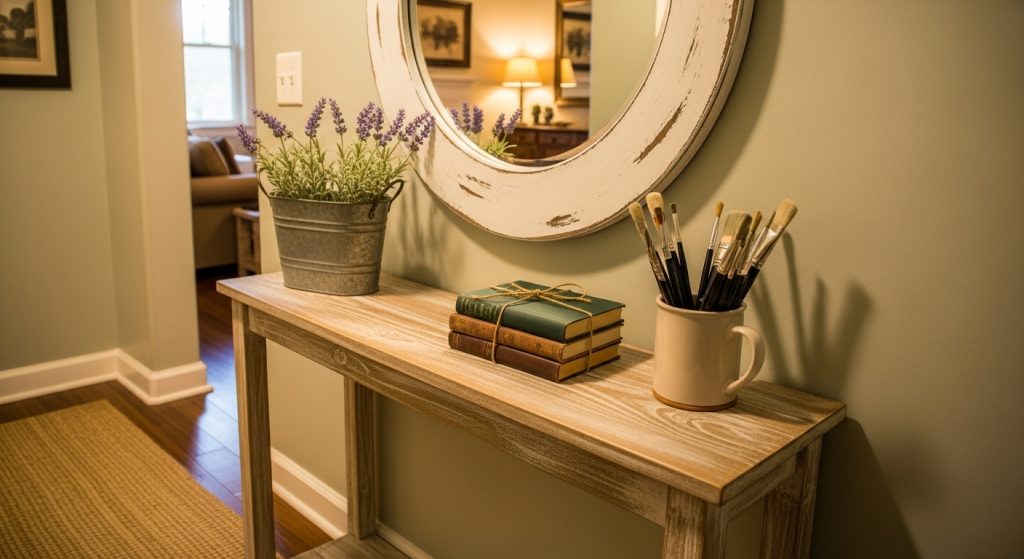Cozy Farmhouse Console Table Ideas for Narrow Hallways