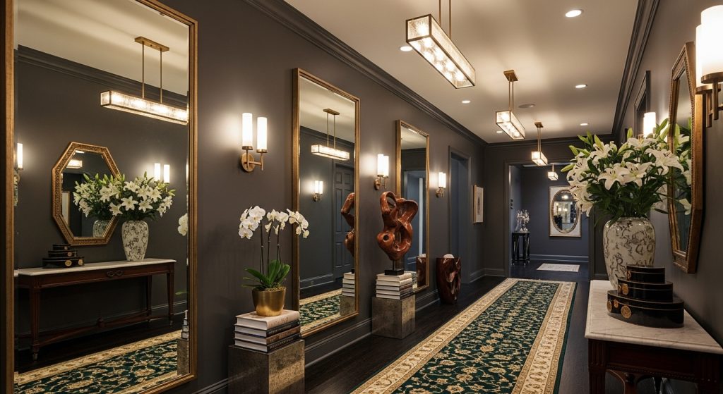 High-End Hallway Styling Tips Using Mirrors, Lighting, and Luxe Details