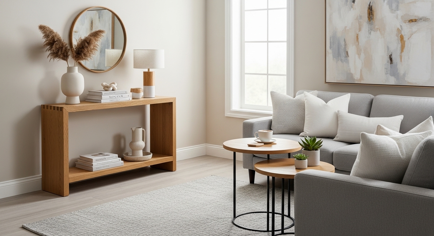 How to Blend Wood Console Tables with Neutral Color Palettes
