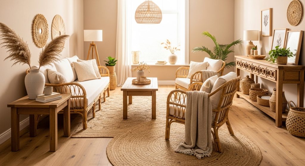 Mixing Rattan and Wood Furniture for a Warm, Cohesive Look