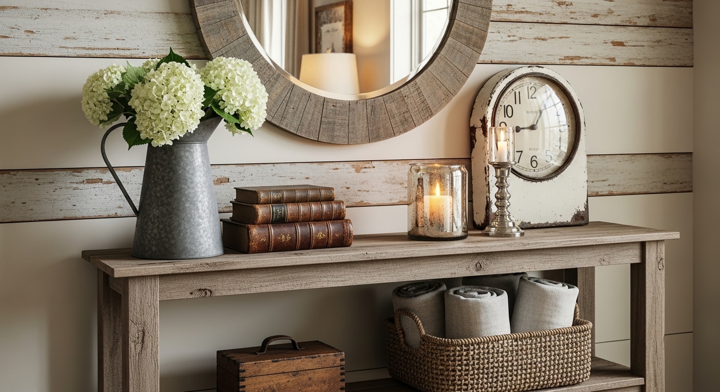 Rustic Console Styling How to Create Vintage Farmhouse Charm