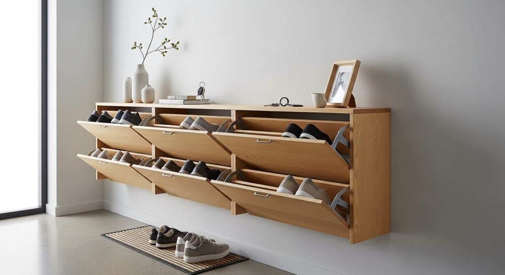 Wall-Mounted Shoe Cabinet Ideas to Save Floor Space